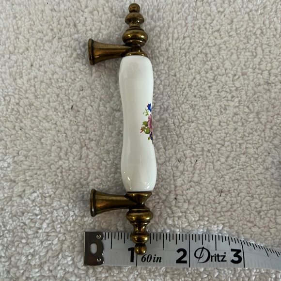 White Porcelain Floral Design Cabinet Drawer Pull Handles - Picture 8 of 9